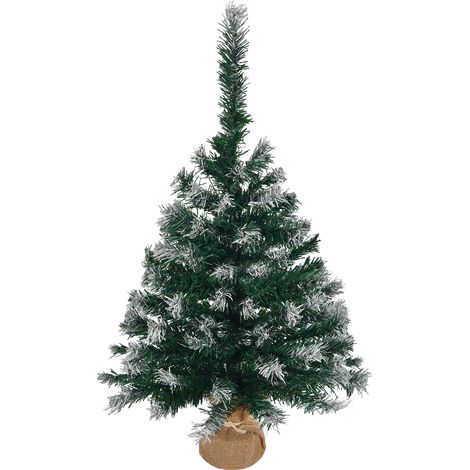 24 Zoll künstlicher Mini-Weihnachtsbaum mit Schneespitzen, kleiner Weihnachtsbaum auf dem Tisch mit Ornamenten und Stoffbeutelbasis für Tisch, Schreibtisch, Veranda, Zuhause, Büro, Geschäft, Urlaub De (1/5)