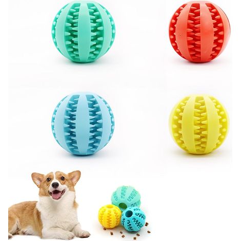 Pelotas de juguete para perros, 4 dispensadores de premios interactivos hechos de caucho natural no tóxico, duraderos para encías y dientes más sanos, 6 cm