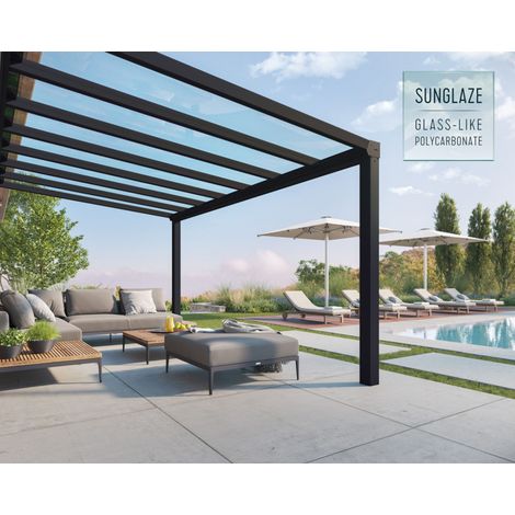 Palram – Couverture de patio 3,4x5,2m gris – Aluminium 4mm résistant aux UV – Charge de neige 200kg/m² – 705873 (1/5)