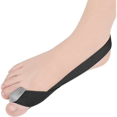 Cinturón corrector de hallux valgus, cinturón corrector elástico simple de hallux valgus, separadores de dedos de silicona para juanetes con dedos superpuestos, negro (S)