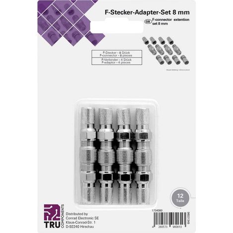 TRU COMPONENTS TC-6936332 Set connecteur F Connexions: Fiche mâle F, Prise femelle F, Prise femelle F, Fiche mâle F Dia