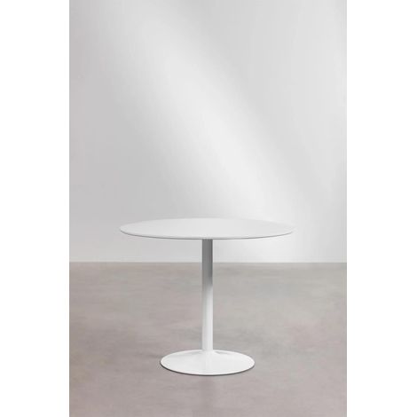 ORION91oficial® - Mesa Redonda Tapa lacada Color Blanco (Ø90x75 cm) Base Metálica , Estilo Nórdico, Bar, Restaurante, Hostelería, Comedor, Salón, Cocina, Teletrabajo, Oficina - spaziOrion91 - Unidad (1/5)