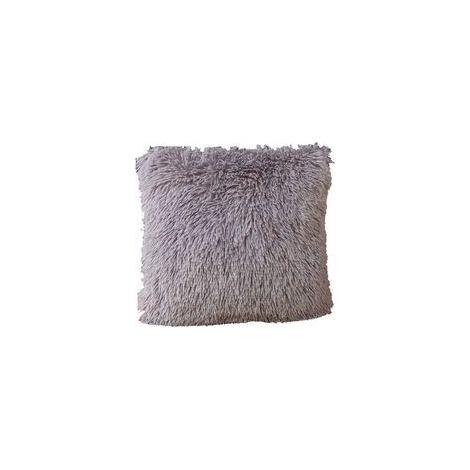 Lot de 2 housses de coussin en fausse fourrure de luxe, super douces, gris, 43x43 cm, pour canapé, chambre, lit.