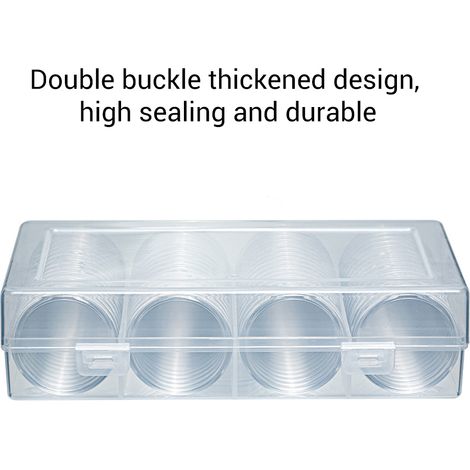 Boîte de rangement ronde de 41 mm pour 60 capsules porte-pièces de monnaie, en plastique, avec boîte de rangement extérieure. (1/5)