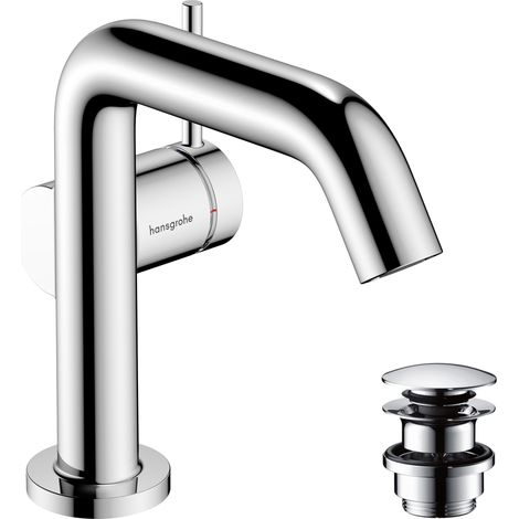 Mitigeur de lavabo avec vidage Push-Open, économie d'énergie (CoolStart), Robinet de salle de bain avec hauteur sous bec 110mm, économie d'eau (EcoSmart+), Chromé, 73320000 (1/5)