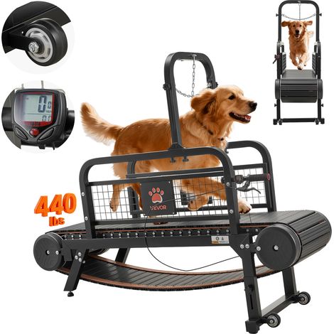 VEVOR Tapis Roulant per Cani di Taglia Grande Capacita Fino a 199,58 kg, Macchina da Corsa per Cani Interni, Altezza Pista di Corsa Inclinabile 11 cm, Freno a Mano, Esercizio Fisico in Forma Vita Sana