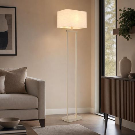 LED Stehleuchte Stehlampe Wohnzimmerlampe Touchdimmer Beige Metall H 153 cm (1/5)