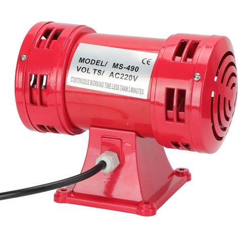 Sirène électrique d'alarme 135dB ultra puissante, double voie, continue, 220V AC, MS-490, pour maison et atelier, son strident longue portée. (1/5)