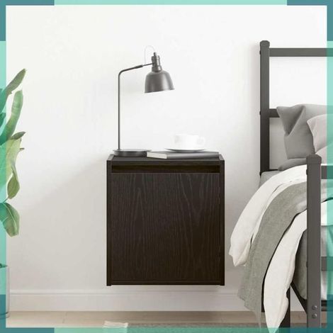Table de chevet murale - 861231 - Noir - Bois d'ingénierie - 38x34x40 cm (1/5)