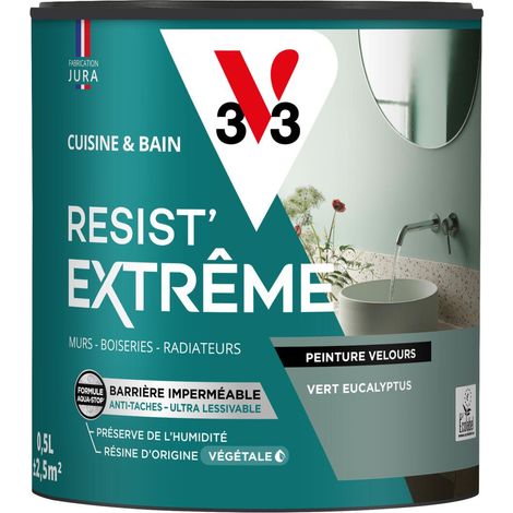 Peinture multi-supports Cuisine & Bain Resist'Extrême® V33 Vert eucalyptus satin 0,5L