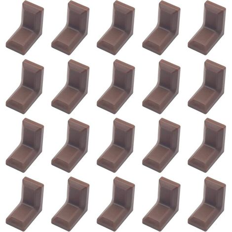 Set mit 40 L-förmigen Eckverbindern aus verzinktem Stahl mit weißen ABS-Kunststoffabdeckungen für Schränke, Regale und andere Regale (braun)