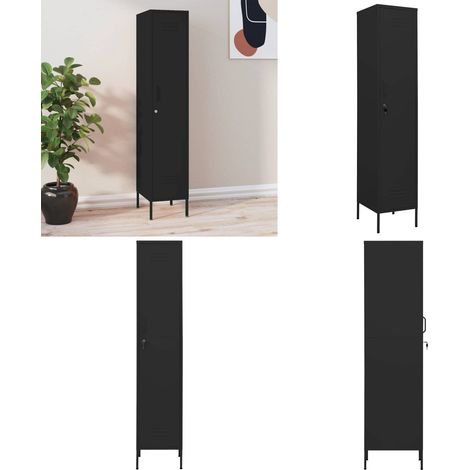 Armoire à casiers Noir 35x46x180 cm Acier - Meuble De Rangement - Armoire Métallique - Armoire À Casiers - Rangement Vertical - Organisation Maison - Home & Living