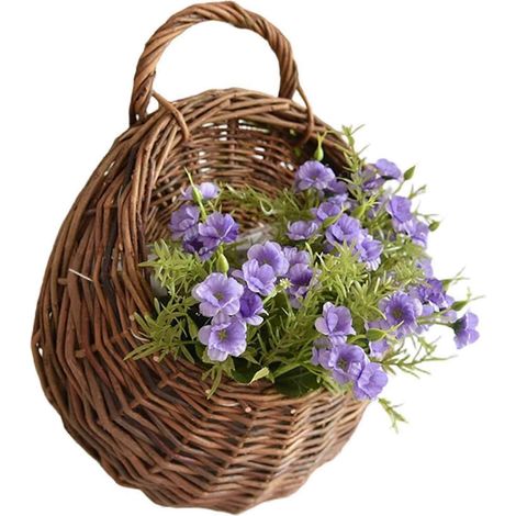 Panier en rotin naturel fait main - Pot de fleurs mural tressé, organisateur de rangement décoratif Décoration intérieure pour la maison, le jardin, un mariage, la chambre, la cuisine ou le salon (1/5)
