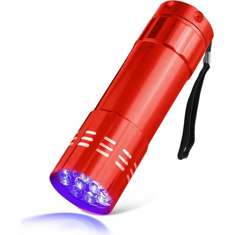Torcia LED UV, alimentata a batteria, luce nera ultravioletta per il rilevamento di macchie di urina di animali domestici, argento, fluorescente, per il rilevamento di macchie in hotel e bagni. (1/4)
