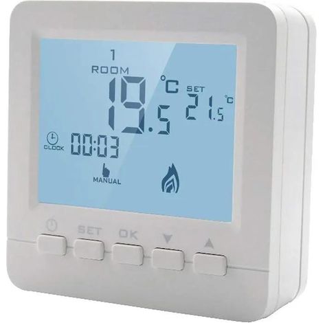 Termostato Digitale Con Tasti Programmabile Per Caldaia A Gas Murale Da Parete Alimentato Con 2 Pile AA