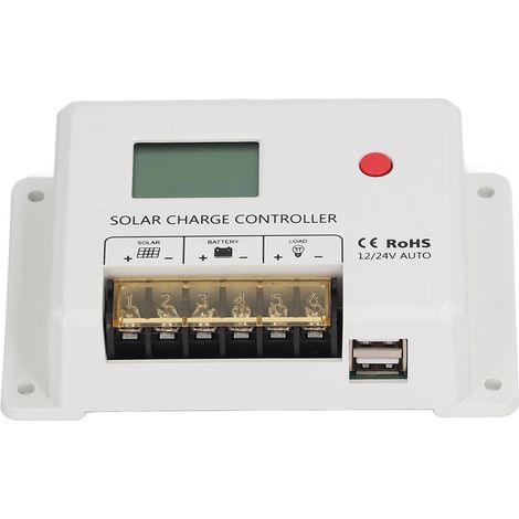 Régulateur solaire charge 12V 24V 20A réglage paramètres MOS PWM boîtier ABS IP32 écran LCD pour système photovoltaïque RV (1/5)