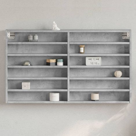 vidaXL Vitrina de madera de ingeniería gris hormigón 100x8,5x58 cm (1/5)