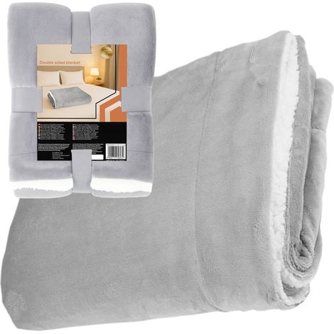 [PACZB] Manta de doble cara con osito de peluche, gris claro, 150x200cm D1027J (1/5)