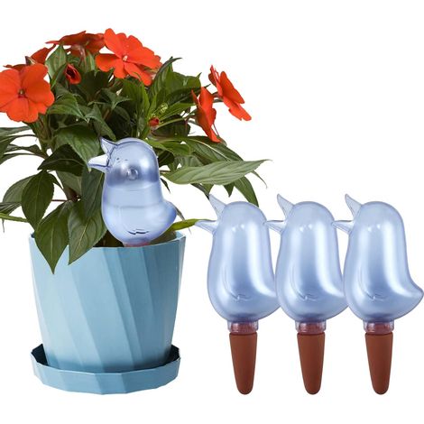 Ensemble de 2 goutteurs d'eau - Goutte pour oiseaux - Système d'arrosage goutte à goutte pour plantes - Système d'arrosage pour plantes d'intérieur - Globe d'arrosage - Bleu (1/4)