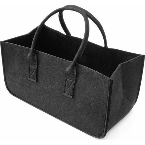 Panier de rangement en feutre pour bûches de bois de chauffage, sac de transport pour bois de chauffage, panier en feutre, sac en bois de cheminée, support pour bûches avec poignées de transport pour (1/5)