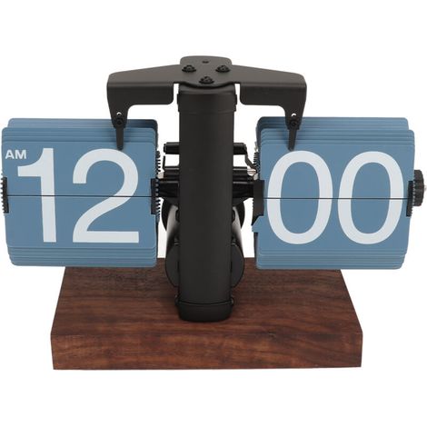 Digitale Retro-Klappuhr, automatische Drehung, batteriebetrieben, mechanisch, für Zuhause, Schlafzimmer, Büro, blaue Dekoration (1/5)