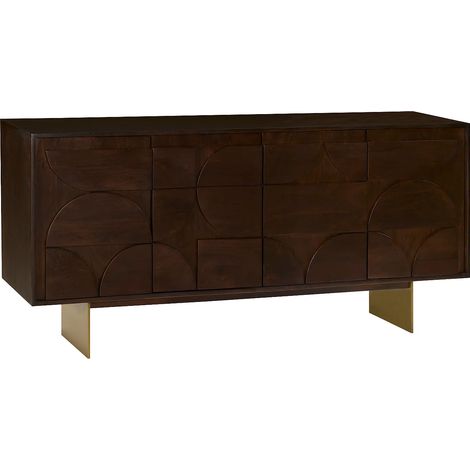 Credenza 4 ante in legno di acacia Naturale scuro - IZMELA (1/5)