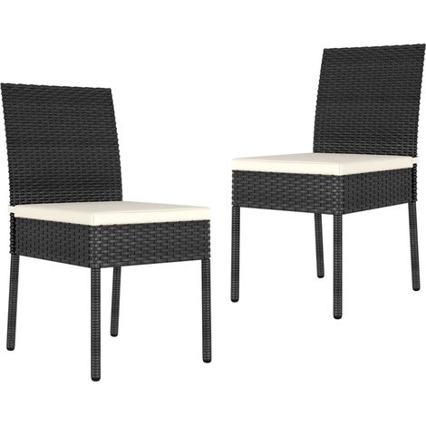 Dining Chair  Set of 2  Black  Poly rattan  Standard  Durable vidaXL