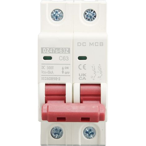 Le nouveau disjoncteur DZ47s-63Z C63 DC 500V 2P DC, disjoncteur miniature 63A pour systèmes photovoltaïques solaires, montage sur rail DIN, capacité de coupure basse tension 6000A. (1/5)