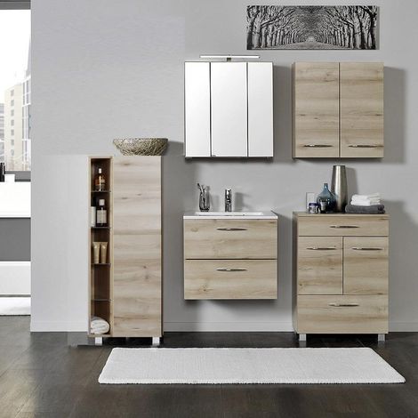 Badmöbel Set BERGAMO-03, 5-teilig, Buche Iconic Nb., B x H x T ca.: 205 x 200 x 48cm (1/5)