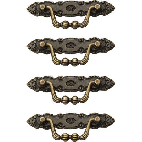 Lot de 4 poignées de tiroir vintage en bronze classique en alliage de zinc avec 8 vis M2 pour meubles (1/5)