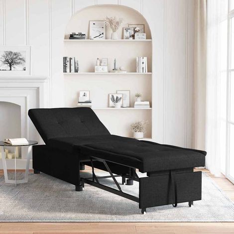 Schlafsofa Ausziehbar Schwarz 194 x 50 x 82 cm Stoff
