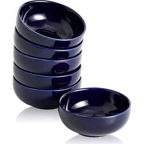 Bol à Pincettes Lot de 6 en Céramique de 7cm Pour,Préparation Culinaire 70ml Mini Sauce, Sharcuterie, Sauce Soja (Bleu) (1/5)