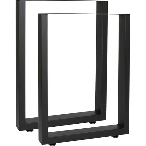 Pied de banc d’assise profil carré 30 x43 cm revêtement par poudre meuble noir (1/2)