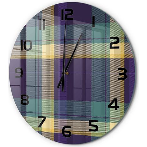 Horloge Murale Ronde Décorative en Verre Silencieuse Salon Cuisine Bureau Texture en maille fi 60 cm (1/5)