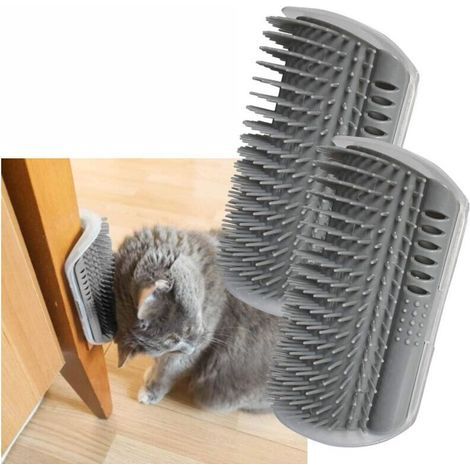 Kit de toilettage, lot de 2, peigne de massage incliné avec herbe à chat, brosse à griffer, pour chats à poils longs et courts (1/4)