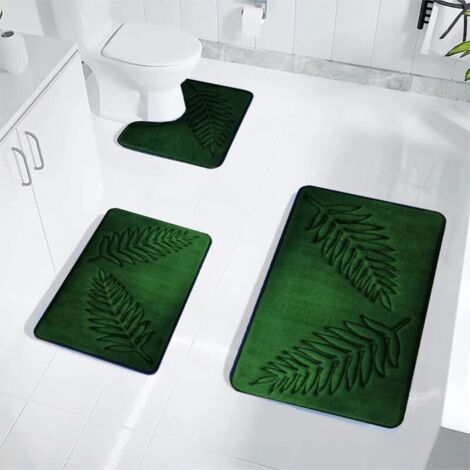 BUNTHAUS Tapis de bain, 3 pièces, vert, 40x60cm, 40x50cm, 50x80cm (1/5)