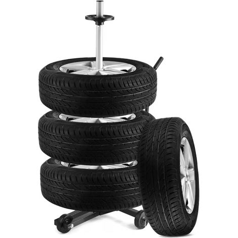 Carrello Porta 4 Pneumatici Con Supporto Ad Asta 100kg