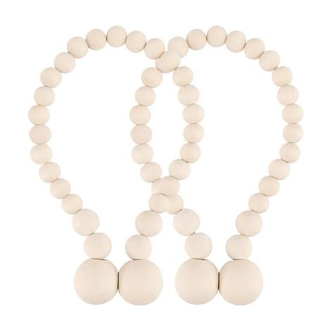 Lot de 2 embrasses de rideaux magnétiques en perles de bois pour décoration de chambre bohème, chambre d'enfant