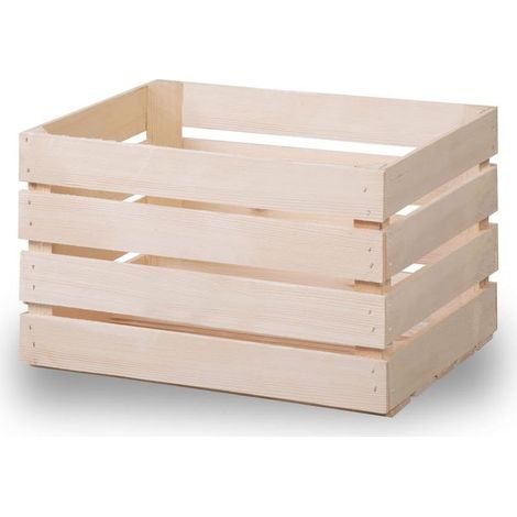 cassetta di legno per frutta. Naturale. 50x40x30 cm. Impilabile. Per giardino e stoccaggio. (1/2)
