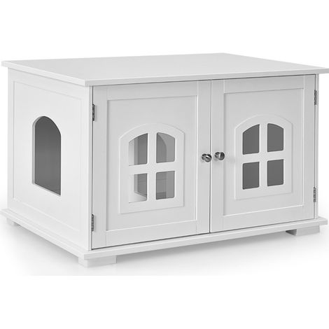 Caja de arena para gatos 81 x 53 x 49 cm fácil de limpiar ambiente acogedor estilo moderno MDF blanco 200019277