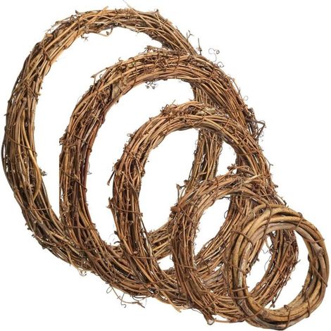 SABIR 5 Pièces Couronnes de Vigne de Raisin Naturelle Bricolage Artisanat Guirlande de Vigne pour Pâques Printemps Guirlande de Fête de Mariage Décoration (8, 12, 20, 25, 30cm) (1/5)