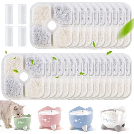 25 Piece Cat Water Fountain Filter, Triple Action Carbon Filter Replacement Cartridges for Water Fountain with Catit Pixi, Animals Filter Element with 4 Flexible Tubes (1/5)