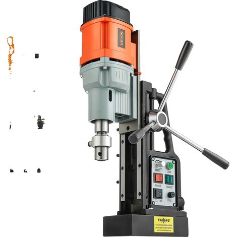 Taladro magnético VEVOR, motor de 1400 W, diámetro de 2 pulgadas, 2878 lbf, 6 brocas, velocidad variable, amarillo, 60 mm (1/2)