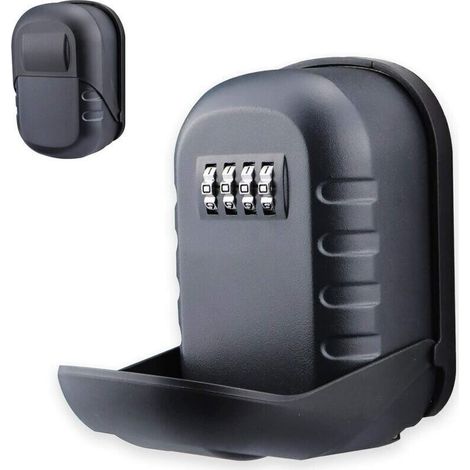 Coffre-fort mural à combinaison à 4 chiffres avec serrure à clé pour l'extéri, boîte de rangement avec housse de protection pour les travaills de soins，