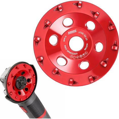 Disque abrasif diamanté 125 mm avec disque abrasif à 12 segments pour béton, revêtements en résine époxy, revêtements de couleur, meuleuse d'angle (1/5)