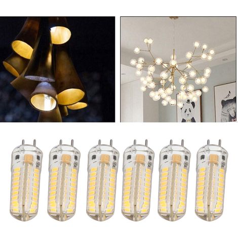 Ampoules en silicone GY6.35 (lot de six), 7 W, 72 LED, pour suspensions, plafonniers, appliques murales et lampes de table (6 ampoules) / Lumière chaude (1/5)