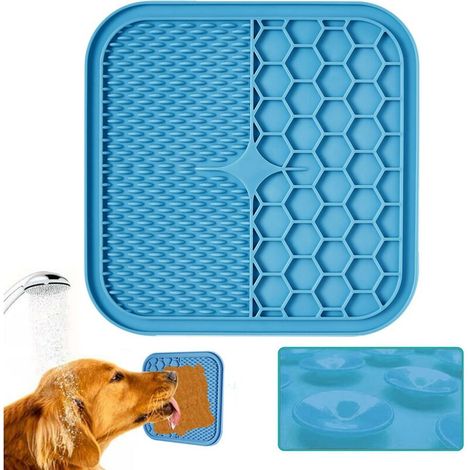 Tapis pour chien avec ventouse, sans BPA, soulagement de l'anxiété, bol anti-sang pour chiens, facile à laver, toiletter et dresser le chien(petit (15151CM) bleu) (1/5)