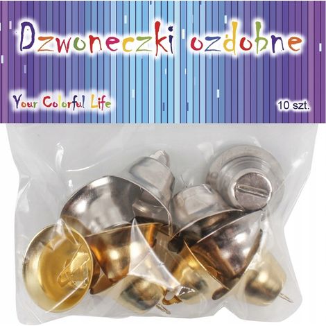 Clochettes décoratives dorées et argentées de 2 cm, lot de 10.