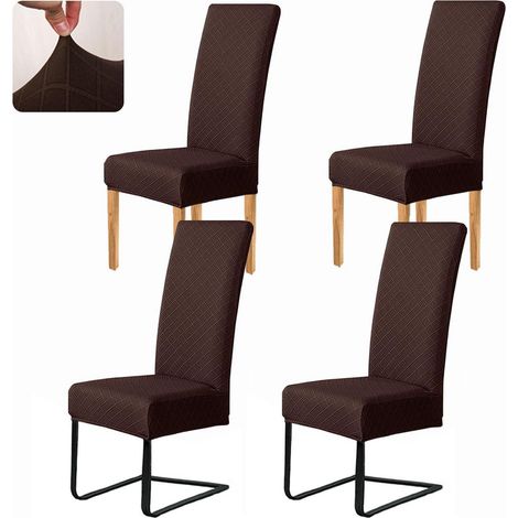 Esszimmerstuhlbezüge 4er Set, Stretch Hussen Braun, abnehmbar & waschbar (1/5)
