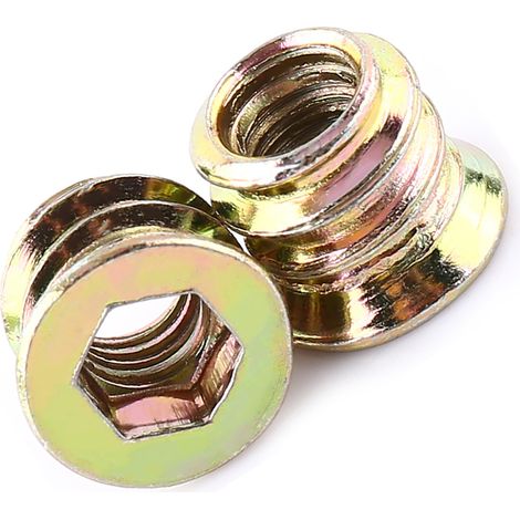 Écrous hexagonaux en acier au carbone zingué pour meubles, écrous à insérer dans le bois (M610mm) (1/5)